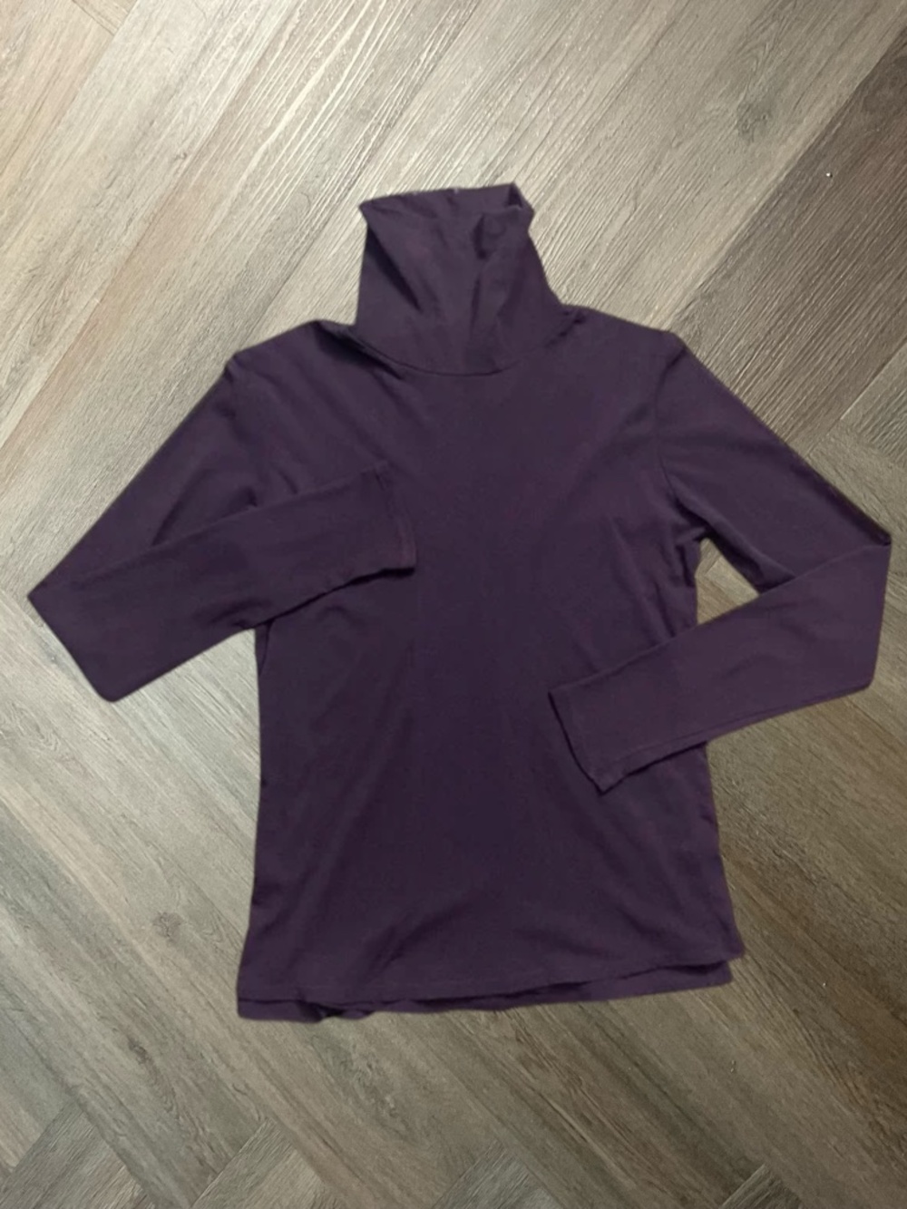 Marella Mesh Turtleneck Long Sleeve Top Womens Medium Eggplant Plum Layering